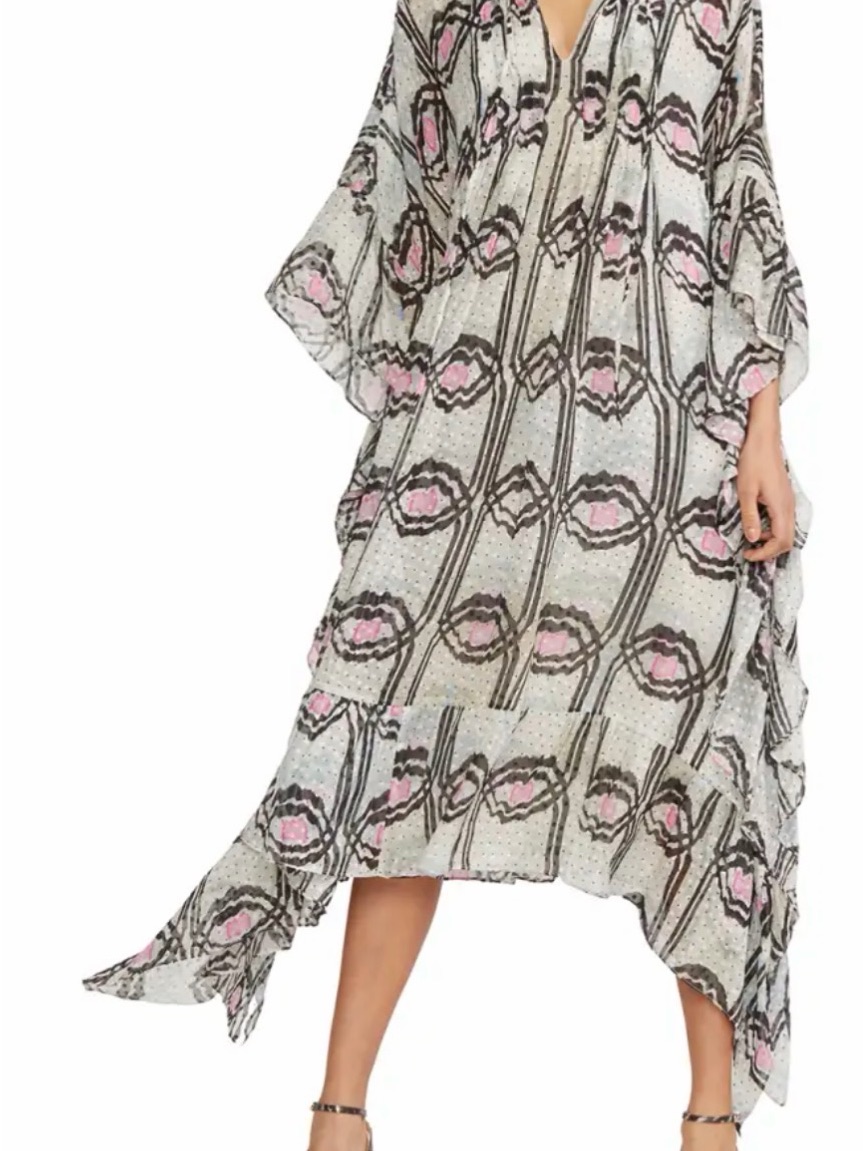 Cynthia Rowley Thasos Printed Silk Maxi Kaftan